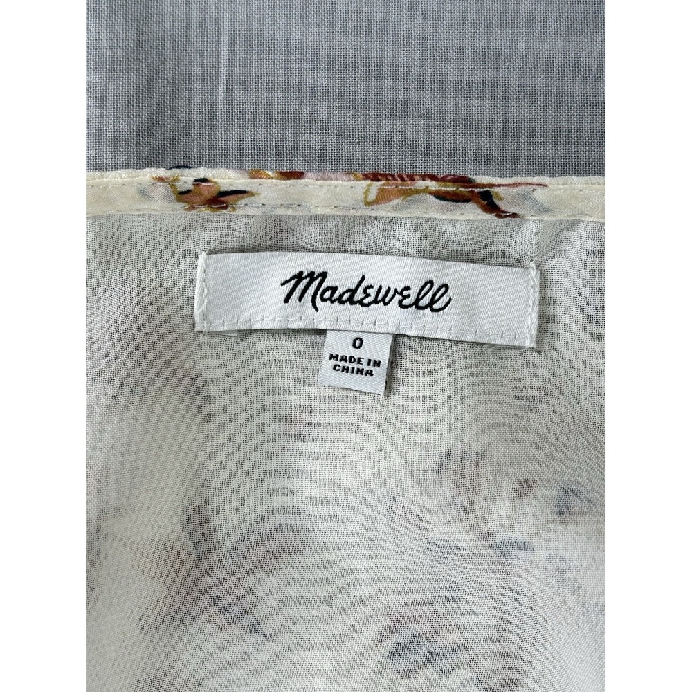 Madewell Silk Ruched Front Vneck Women's 0 Floral Bohemian - Picture 7 of 9
